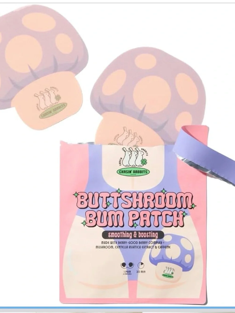 Chasin' Rabbits Buttshroom Bum Patch Smoothing & Boosting, Purple, 2 Patches